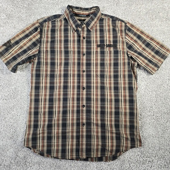 Harley Davidson Shirt Mens‎ Large Plaid Button Up Short Sleeve Biker - Picture 1 of 10